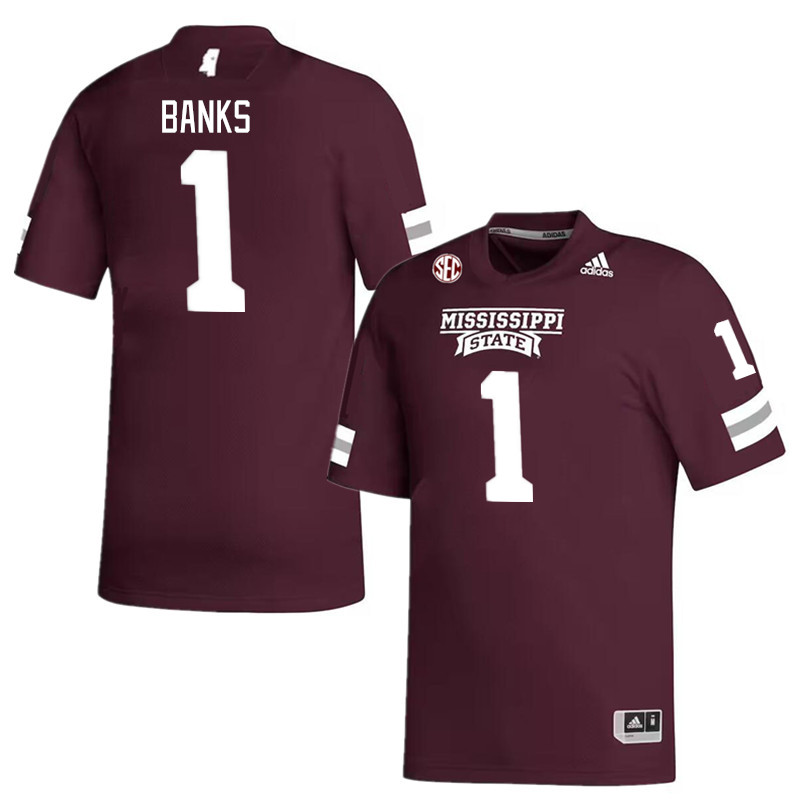 Men #1 Marcus Banks Mississippi State Bulldogs College Football Jerseys Stitched Sale-Maroon